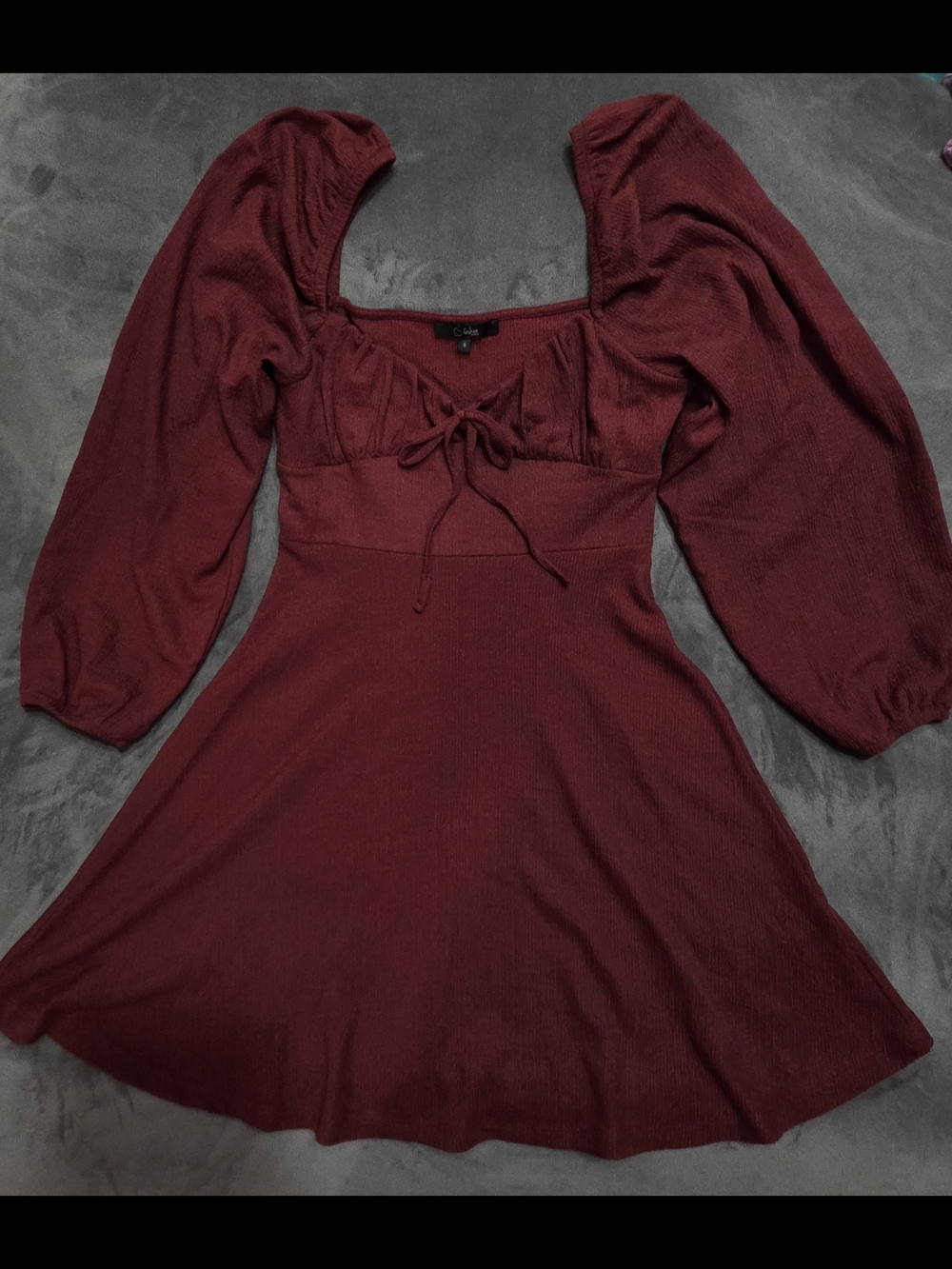 gb fashion Mini Dress with Long Sleeves in Maroon